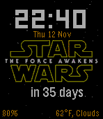 Star Wars Force Awakens with Time, date, Weather and Countdown
